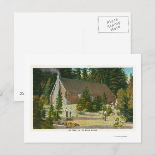 MaineView of a Log Cabin in the Maine Bossen Briefkaart (Voorkant / Achterkant)