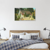 MaineView of a Log Cabin in the Maine Bossen Canvas Afdruk (Insitu (Slaapkamer))