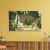 MaineView of a Log Cabin in the Maine Bossen Canvas Afdruk (Insitu (Woonkamer))