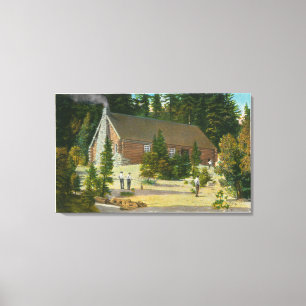 MaineView of a Log Cabin in the Maine Bossen Canvas Afdruk