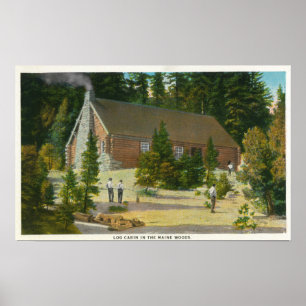 MaineView of a Log Cabin in the Maine Bossen Poster
