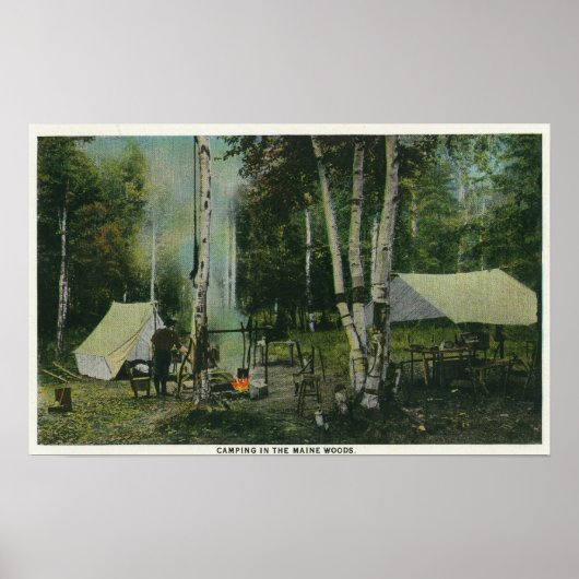 MaineView van een Campground in de Maine Bossen Poster (Voorkant)