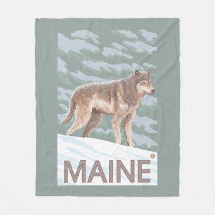 MaineWolf Scene Fleece Deken