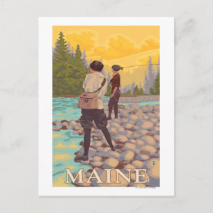 MaineWomen Fly Fishing Scene Briefkaart