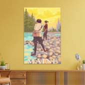 MaineWomen Fly Fishing Scene Canvas Afdruk (Insitu (Woonkamer))