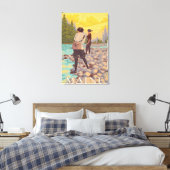 MaineWomen Fly Fishing Scene Canvas Afdruk (Insitu (Slaapkamer))
