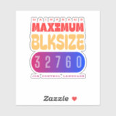 Mainframe Job Control Language (JCL) Maximum Block Sticker (Vel)