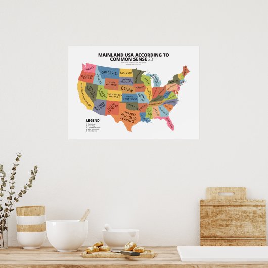 Mainland USA Volgens Common Sense Poster (Keuken)