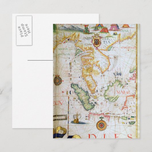 Mainland Zuidoost-Azië, detail van wereldatlas Briefkaart (Voorkant / Achterkant)