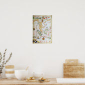 Mainland Zuidoost-Azië, detail van wereldatlas Poster (Keuken)