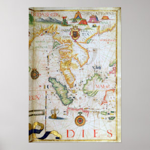 Mainland Zuidoost-Azië, detail van wereldatlas Poster