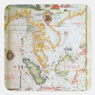 Mainland Zuidoost-Azië, detail van wereldatlas Vierkante Sticker