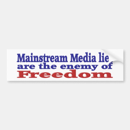 Mainstream media Les rode blauwe tekst Bumpersticker (Voorkant)