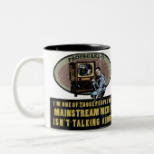 Mainstream mediacontrole tweekleurige koffiemok (Links)