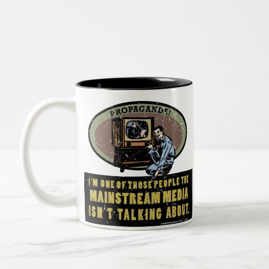 Mainstream mediacontrole tweekleurige koffiemok (Links)