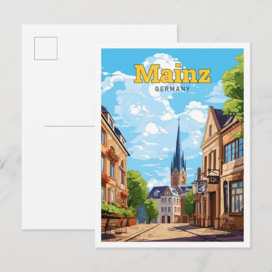 Mainz Duitsland Reizen Illustratie Briefkaart (Voorkant / Achterkant)