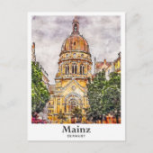 Mainz Duitsland Reizen Waterverf Schets Hand getek Briefkaart (Voorkant)