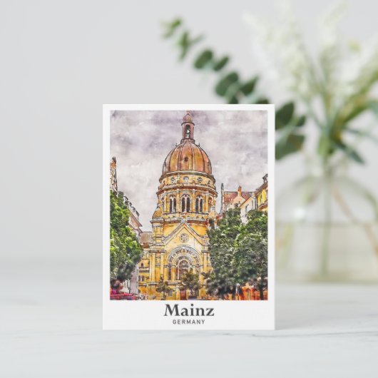 Mainz Duitsland Reizen Waterverf Schets Hand getek Briefkaart (Staand voorkant)