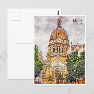 Mainz Duitsland Travel Place Waterverf Briefkaart