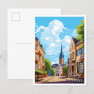 Mainz Duitsland vintage reisillustratie Briefkaart