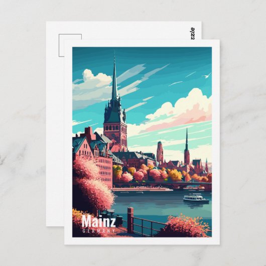 Mainz Duitsland vintage reisplaats illustratie Briefkaart (Voorkant / Achterkant)