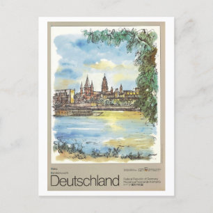 Mainz Duitsland Waterverf Travel Poster Briefkaart