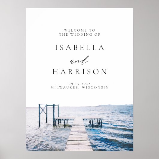 MAIRI Lake Pier Bestemming Bruiloft Welkom Poster (Voorkant)