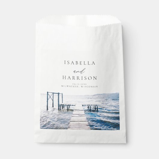 MAIRI Lake Pier Bestemming Waterverf Bruiloft Bedankzakje (Voorkant)