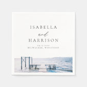 MAIRI Lake Pier Bestemming Waterverf Bruiloft Servet (Voorkant)