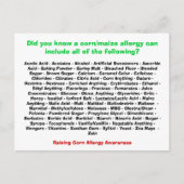 Maïs Allergie Lijst - Briefkaart (Voorkant)