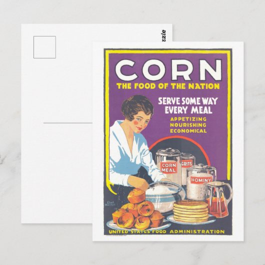 "Maïs: Het voedsel van de natie" WWI Poster Briefk Briefkaart (Voorkant / Achterkant)