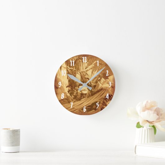 Maïs in Rieten Mand in Sepia Ronde Klok (Huis)