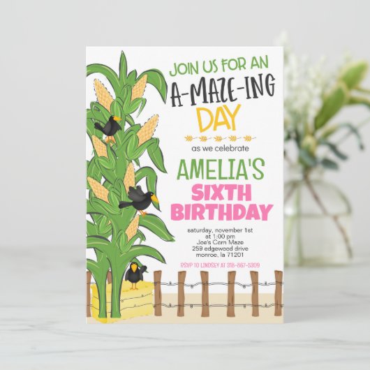 Maïs Maze Meisje Verjaardag Kaart (Staand voorkant)