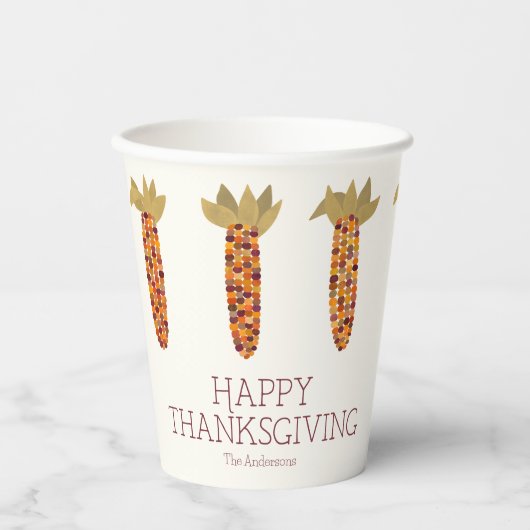 Maïs of Indiase maïs Happy Thanksgiving Papieren Bekers (Voorkant)