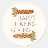 Maïs of Indiase maïs Happy Thanksgiving Ronde Sticker (Voorkant)