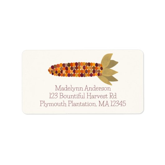 Maïs of Indiase maïs Herfst thema retour adres Etiket (Voorkant)