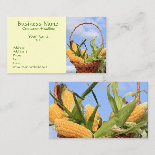 Maïs op het Cob-Visitekaartje Visitekaartje (Voorkant / Achterkant)