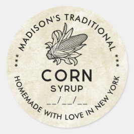  maïs siroop label met zwarte en witte kam