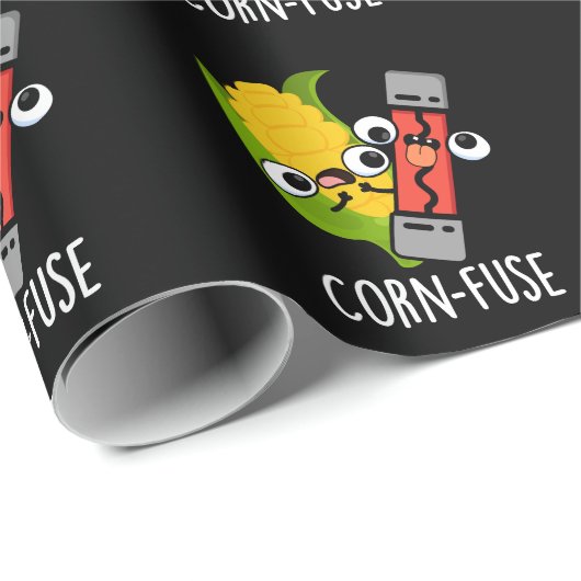 Maïs-zekering Grappig Verward Pun Donker BG Cadeaupapier (Rol Hoek)