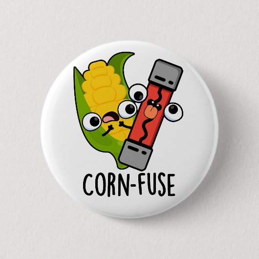Maïs-zekering Grappig Verward Pun Ronde Button 5,7 Cm (Voorkant)