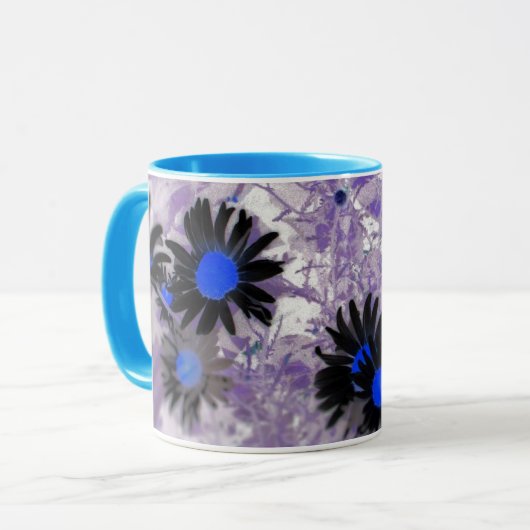 mais zwart en blauw mok (Voorkant links)