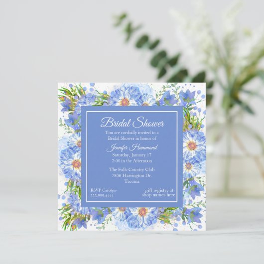 Maïsbloemen Vierkante Bruids Douche Uitnodiging (Staand voorkant)