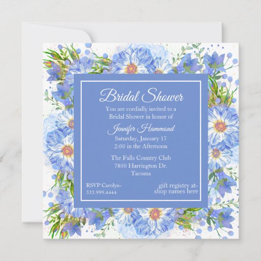 Maïsbloemen Vierkante Bruids Douche Uitnodiging (Voorkant)