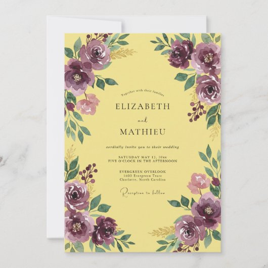 Maïsbruiloft met blad en pruim kaart (Voorkant)