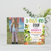 maïsdoolhof uitnodiging voor verjaardagsfeestje (Staand voorkant)