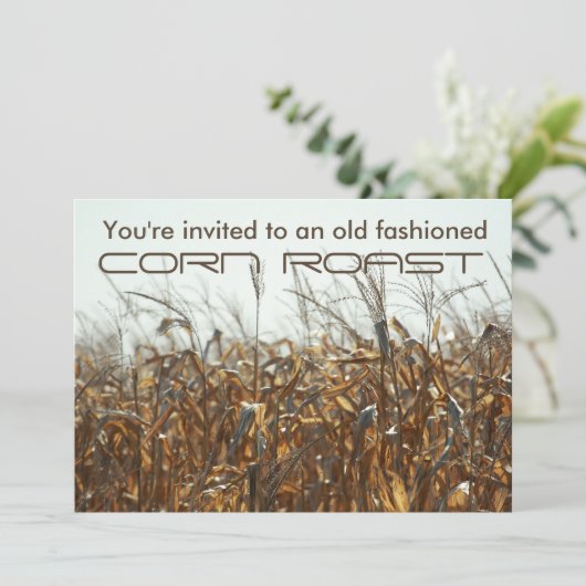 Maïsgebraad, veld van maïs herfst uitnodiging (Staand voorkant)