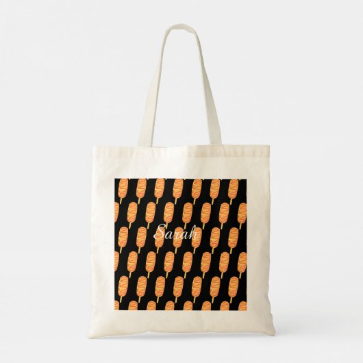 Maïshond met mosterd en ketchup tote bag (Achterkant)