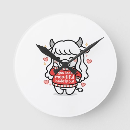 Maisie Moo Clock  Ronde Klok (Voorkant)