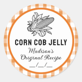Maïskolf gelei sticker met geruit patroon