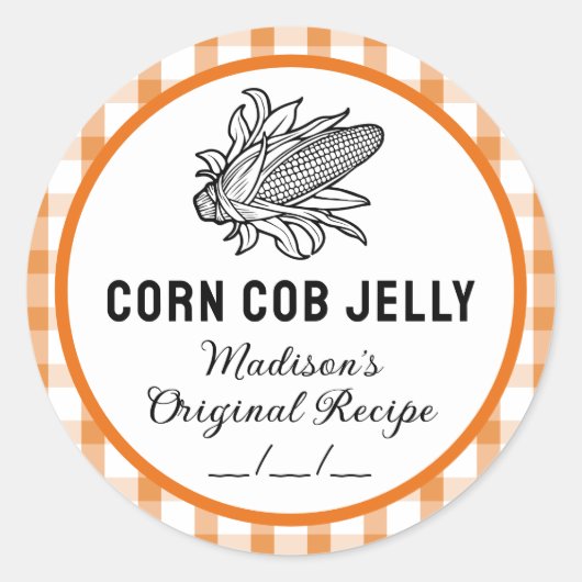 Maïskolf gelei sticker met geruit patroon (Voorkant)